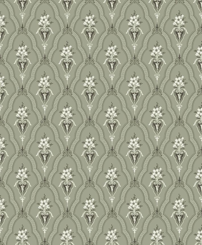 Wallpaper, green, castle pattern, ornaments, 4165, Alla Tiders Hus, Borastapeter