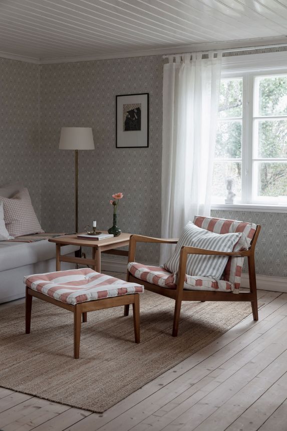 Wallpaper, grey, castle pattern, ornaments, 4166, Alla Tiders Hus, Borastapeter