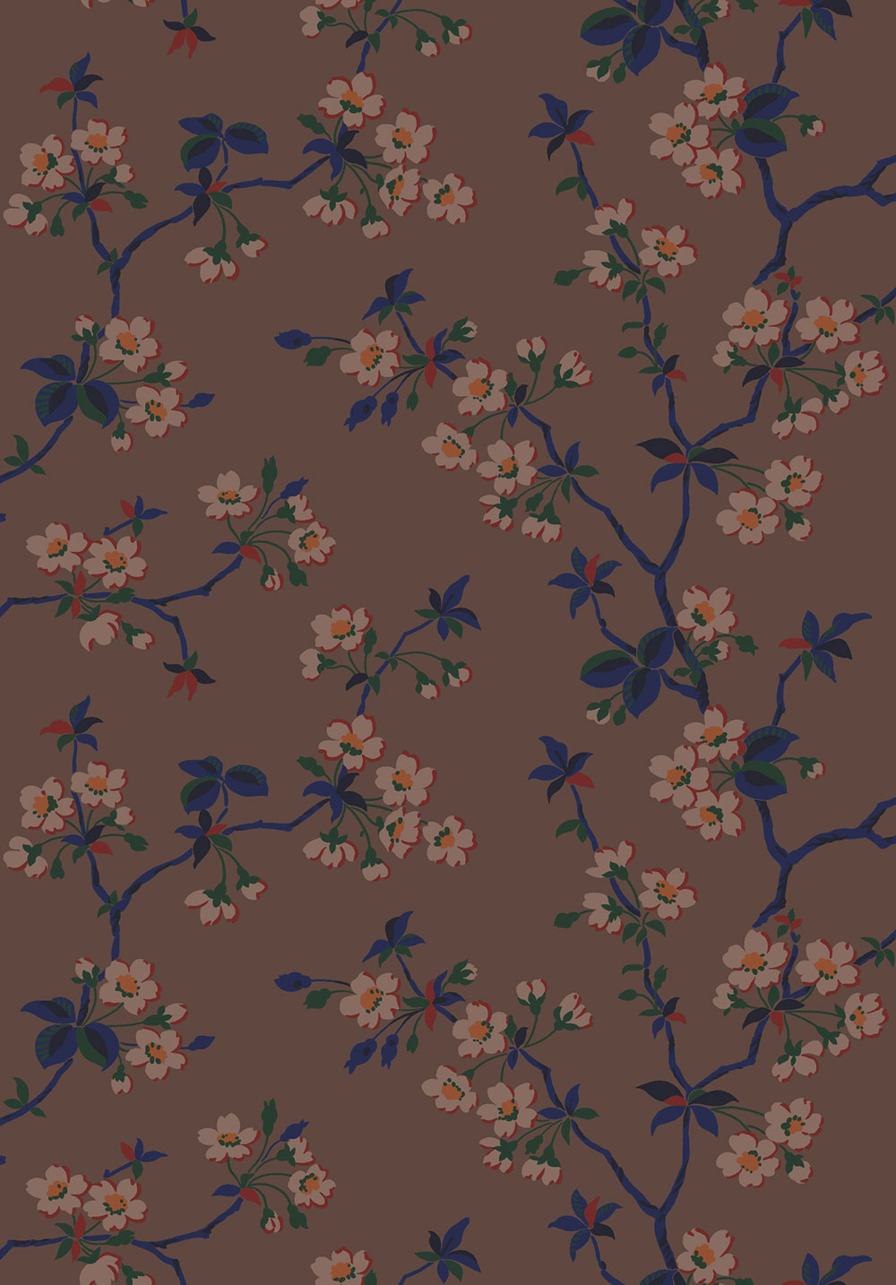 Wallpaper, brown, branches, flowers, 4174, Alla Tiders Hus, Borastapeter