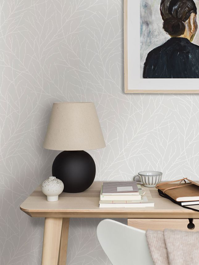 Wallpaper, grey, twigs, 38729, Borosan Hem, Boråstapeter