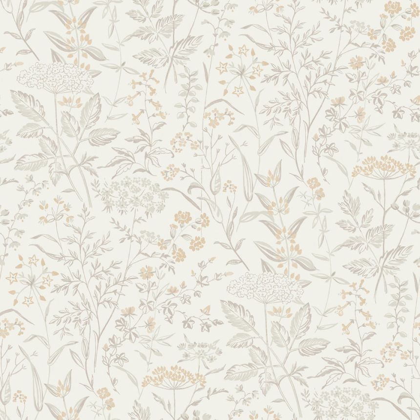 Wallpaper, beige, flowers, grasses, 38735, Borosan Hem, Boråstapeter