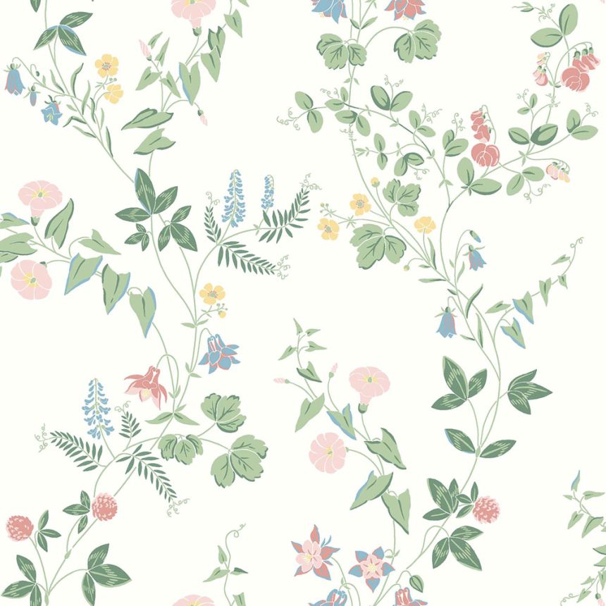 White wallpaper, meadow flowers, 7680, Icons, Borastapeter