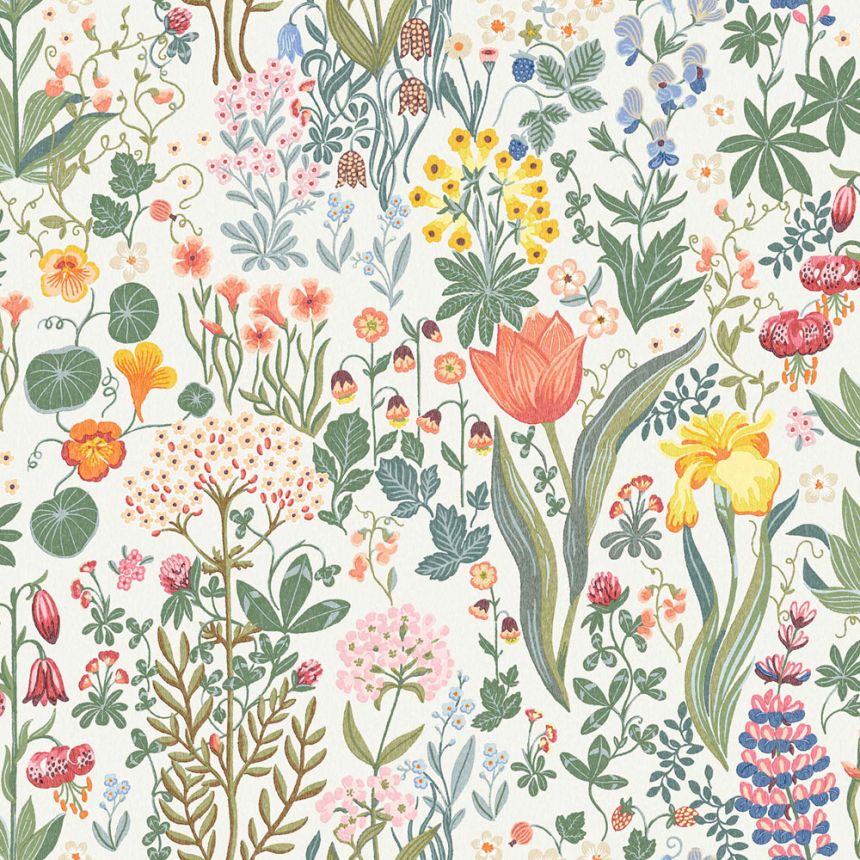 White wallpaper, flowers, 2053, Icons, Borastapeter