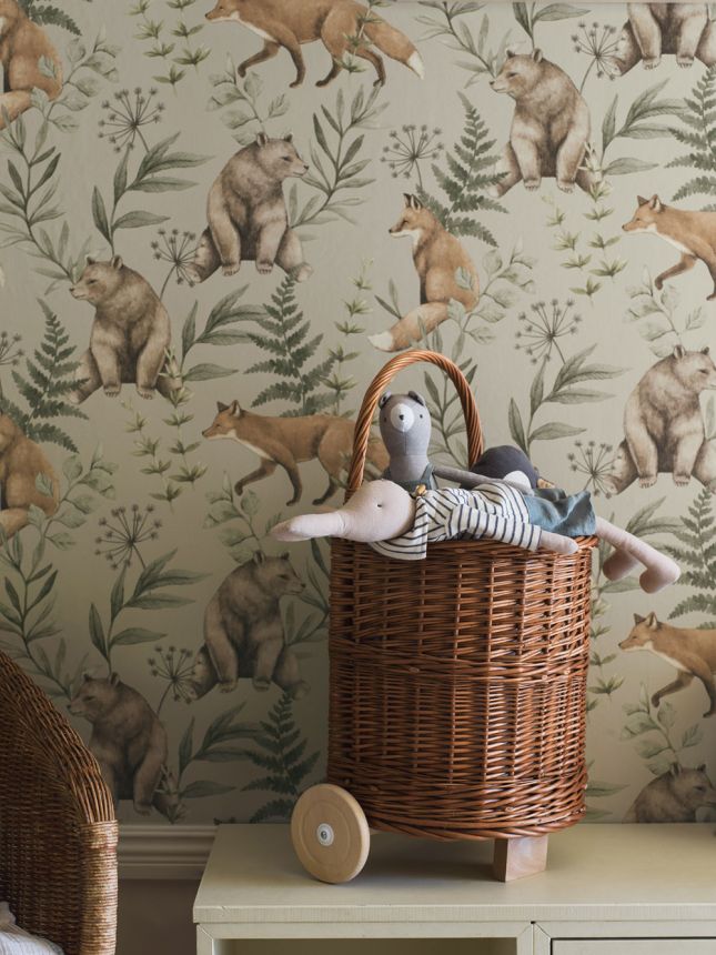 Wallpaper, grey-beige, animals, 6921, Newbie Wallpaper, Boråstapeter