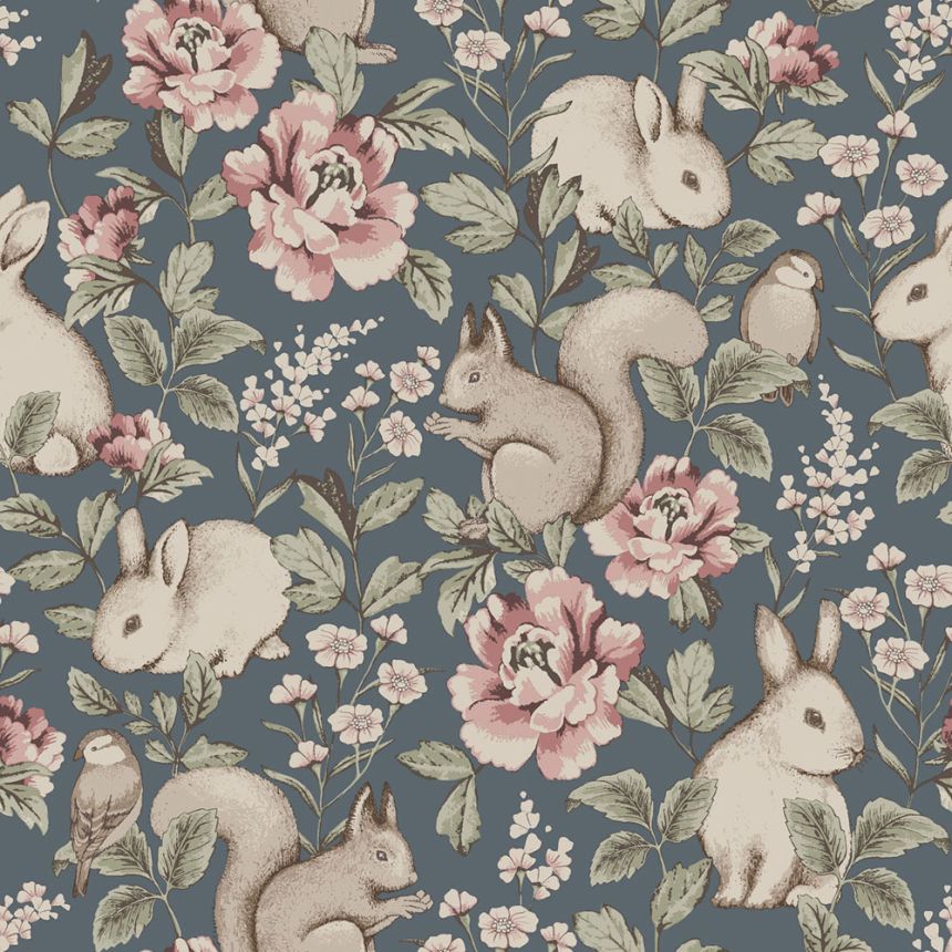 Wallpaper, blue, animals, 6932, Newbie Wallpaper, Boråstapeter