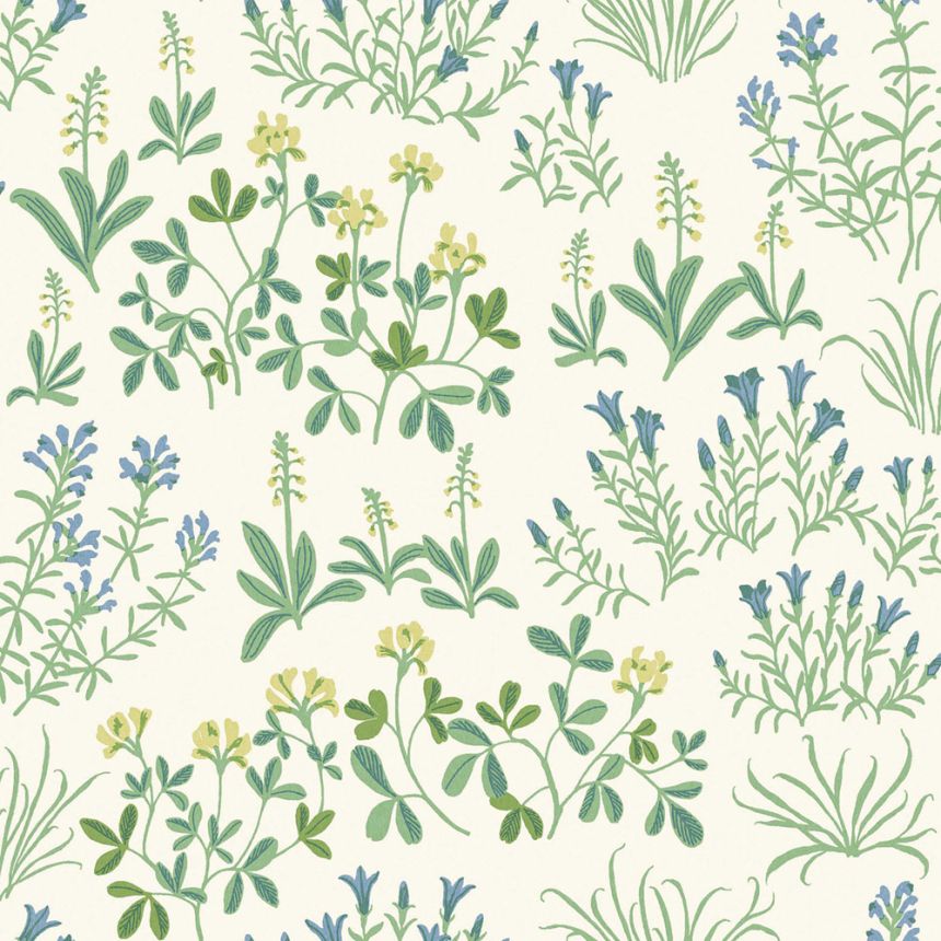 Wallpaper, white, flowers, 5803, Nordic Folk, Borastapeter