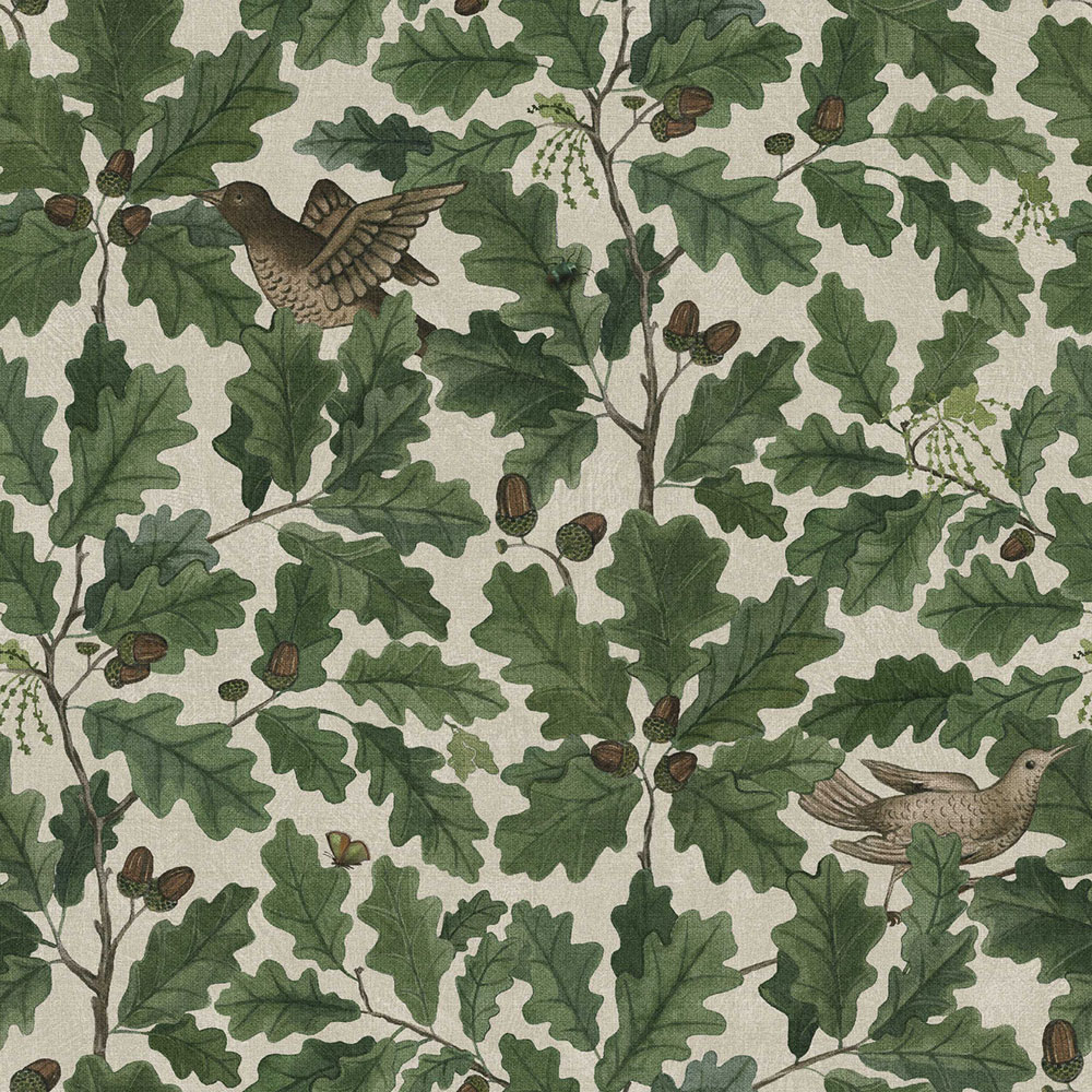 Green-beige wallpaper, branches, leaves, animals, 2049, Icons, Borastapeter