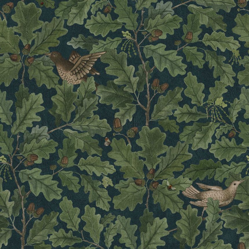 Green-blue wallpaper, branches, leaves, animals, 2050, Icons, Borastapeter