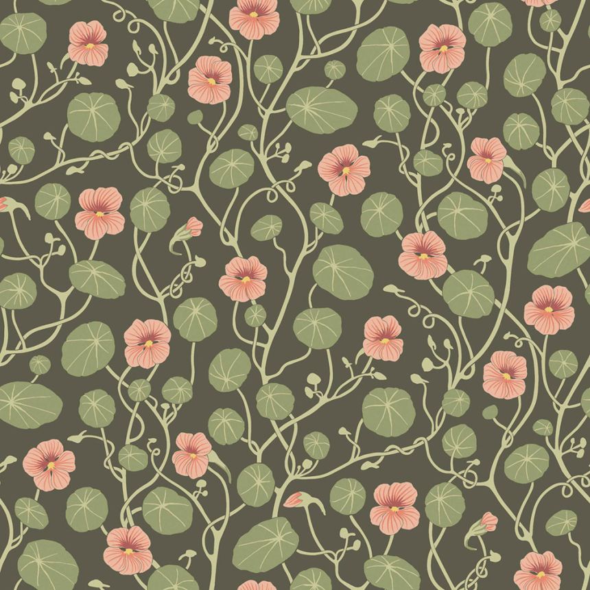 Wallpaper, green, flowers, leaves, 6976, Osterlen, Borastapeter