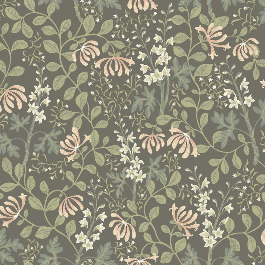 Wallpaper, green, flowers, leaves, 6986, Osterlen, Borastapeter