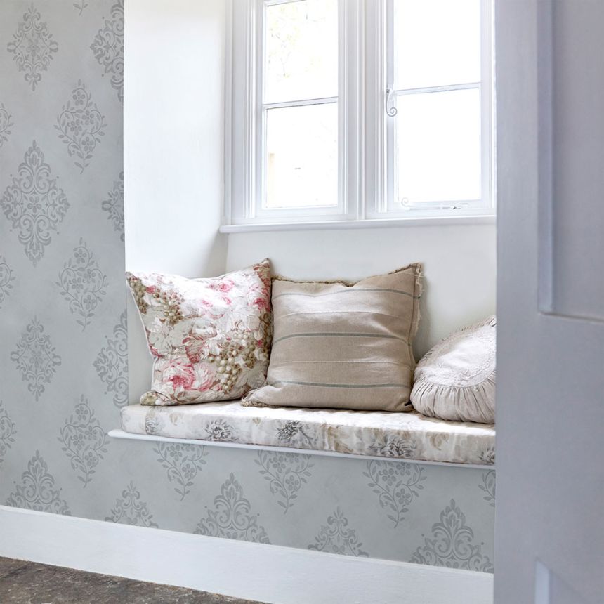 Wallpaper, blue, classic, ornaments, 125137, Shabby Chic by Rachel Ashwell