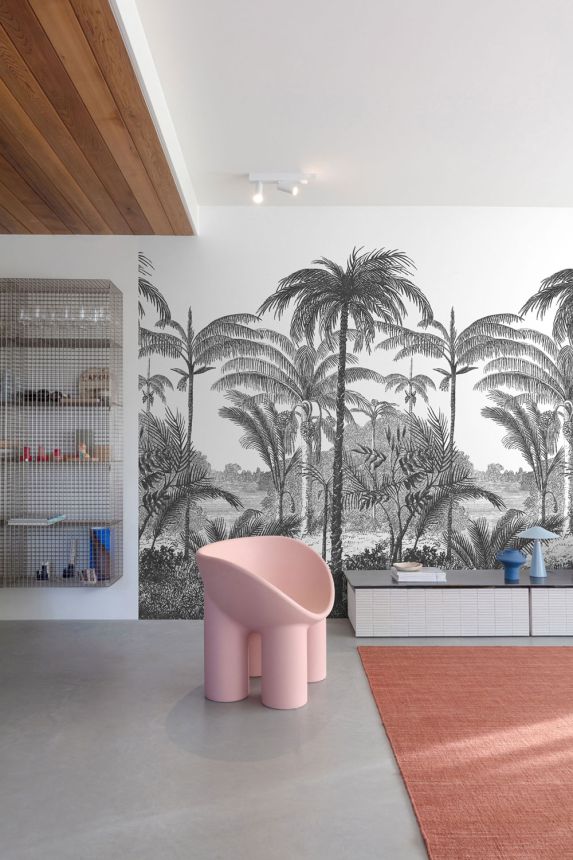 Beige wallpaper, Landscape, palms, A58201, One roll, one motif 2, Grandeco