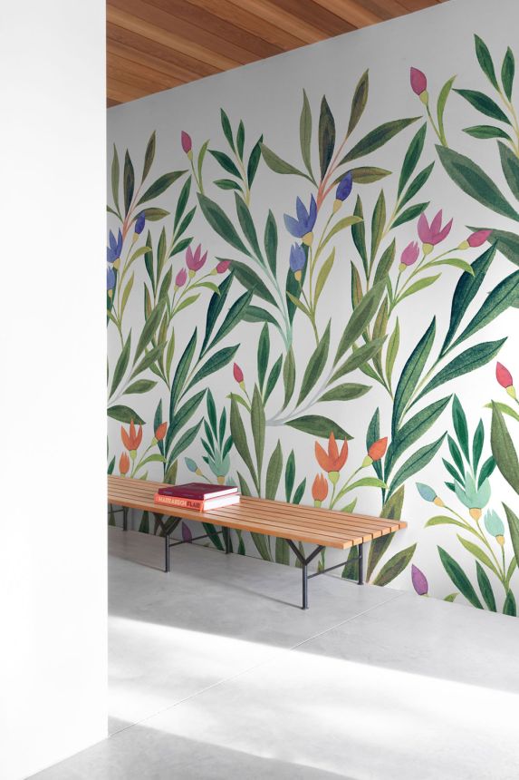 Beige wallpaper, Flowers, leaves, A72801, One roll, one motif 2, Grandeco