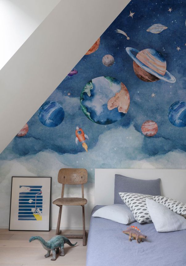 Kids’ beige wallpaper, space, A77201, One roll, one motif 2, Grandeco