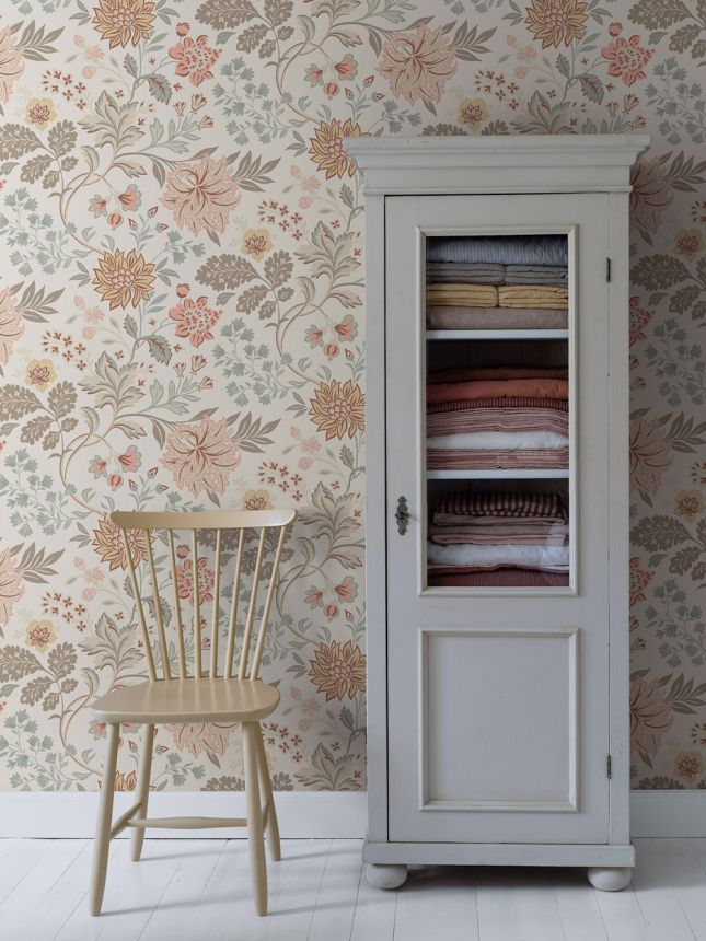 Cream wallpaper, flowers, 2006, Icons, Borastapeter