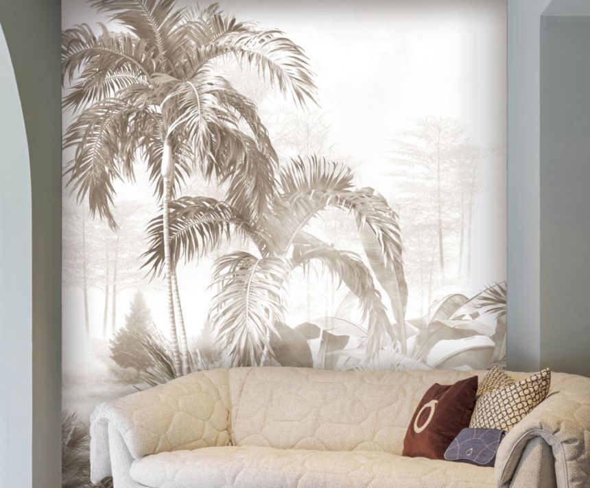 Luxury wall mural, grey-black, palms, Z30362, Casa 8, Trussardi
