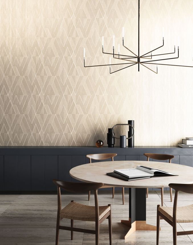 Geometric wallpaper, grey and beige, PRI302, The Texture Book, Masureel