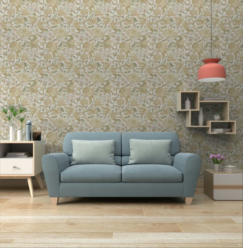Wallpaper, brown-beige, flowers, 350642, Amber, Eijffinger