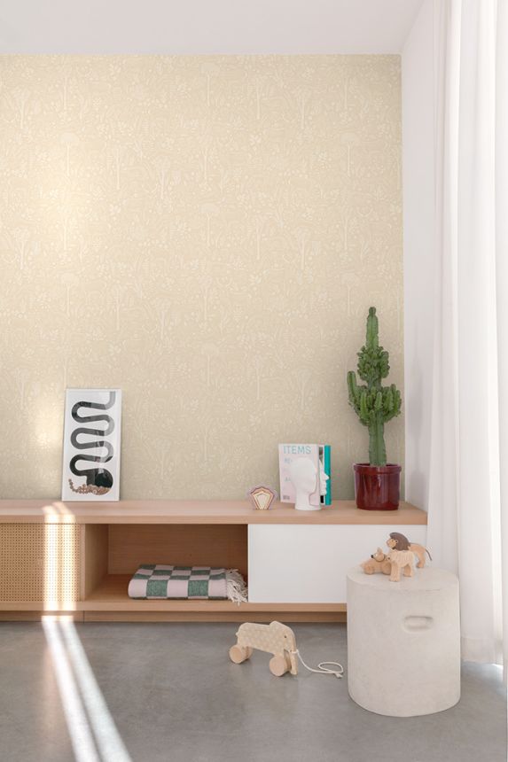 Wallpaper, beige, forest animals, LD3419, Little Dreamers, Grandeco