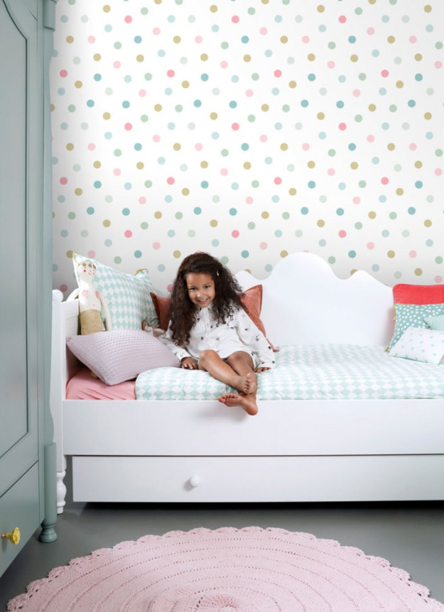 Children's non-woven wallpaper 139040, Polka dots, Let's play, Esta