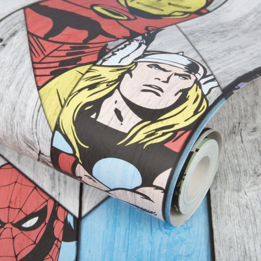 Paper comics wallpaper 102435, Marvel Wood Panel, Kids@Home 5, Graham & Brown