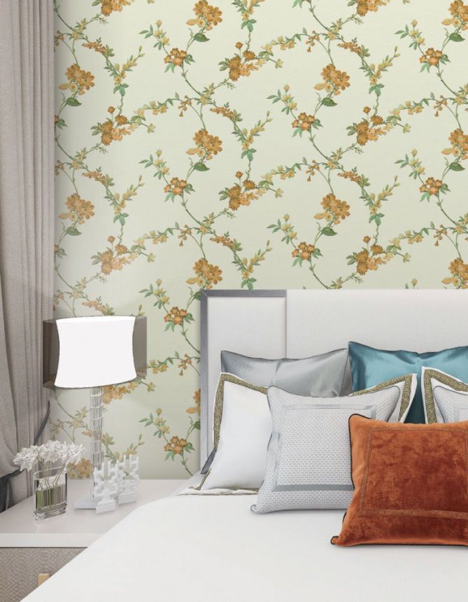Luxury beige non-woven floral wallpaper FT221211, Best Sellers, Design ID