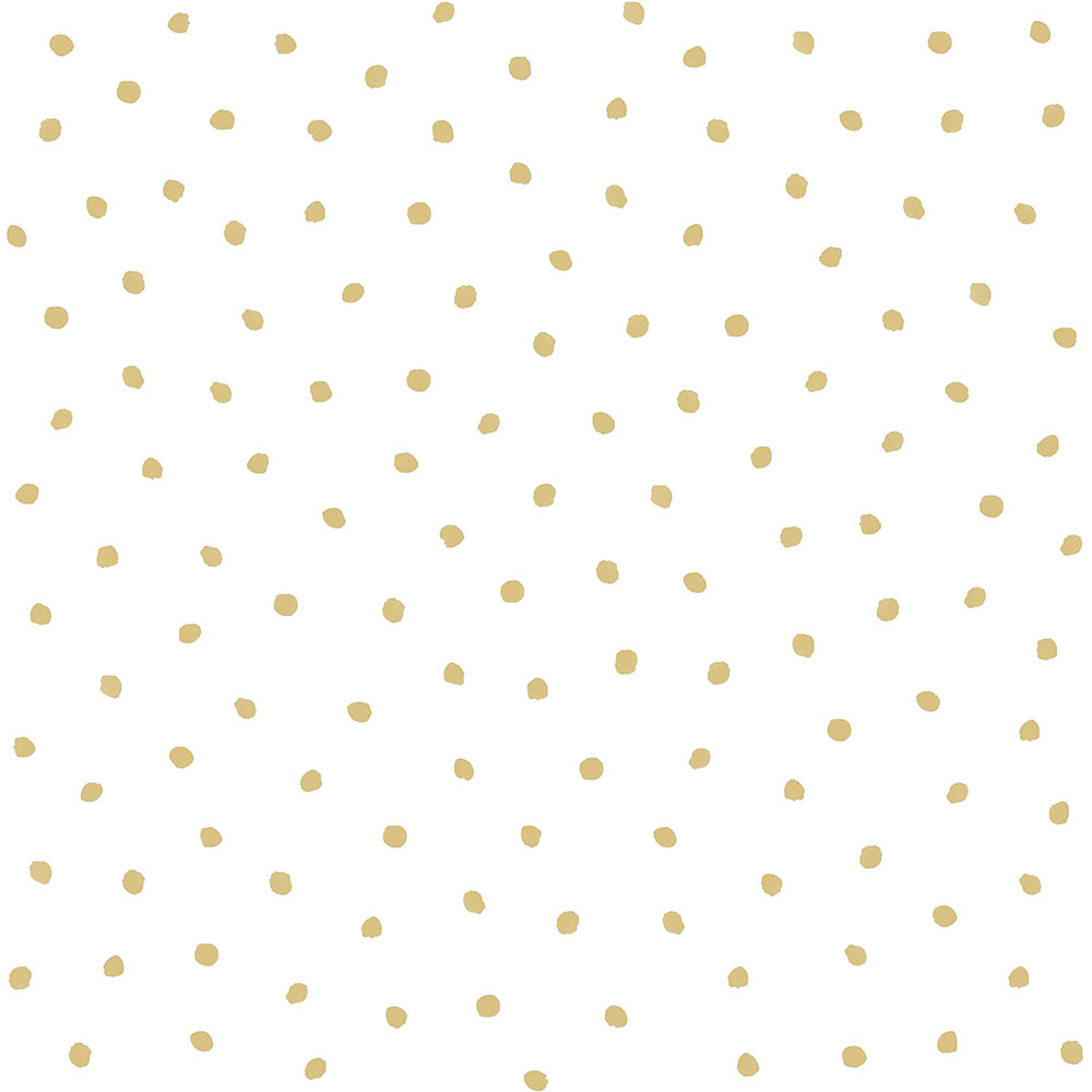 White non-woven wallpaper with gold polka dots 138937, Little Bandits, Black & White, Esta