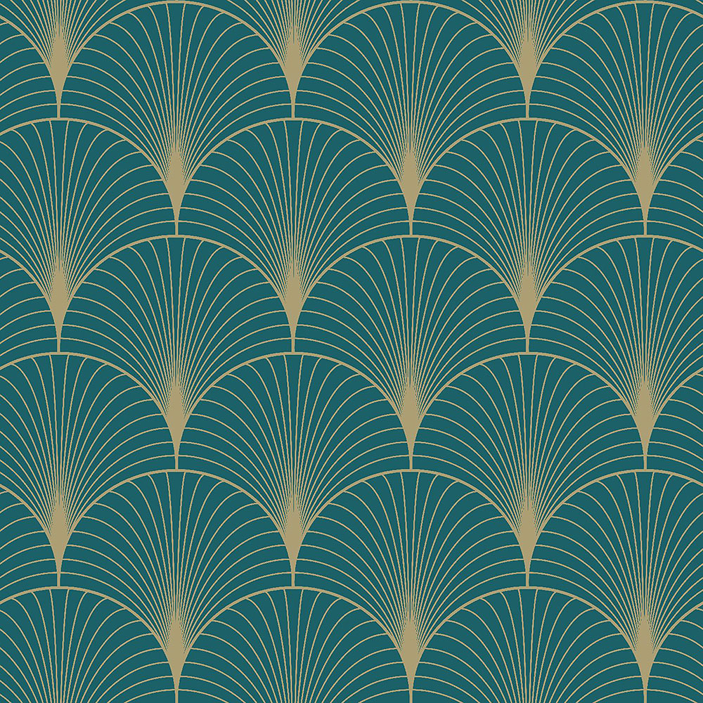 Dark turquoise geometric non-woven wallpaper 139230, Art Deco, Esta