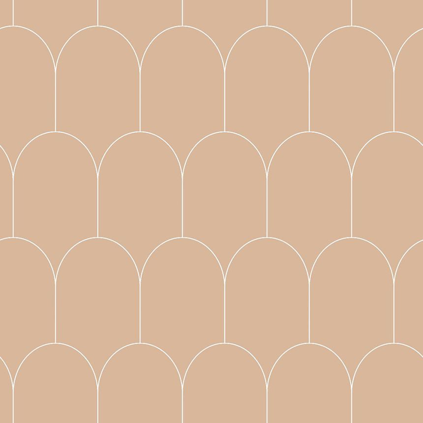 Beige non-woven wallpaper, geometric arched pattern 139203, Art Deco, Esta