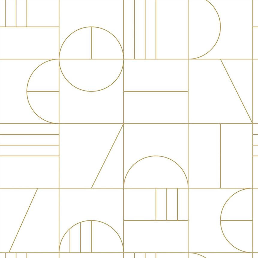 White-gold geometric pattern wallpaper 139141, Art Deco, Esta