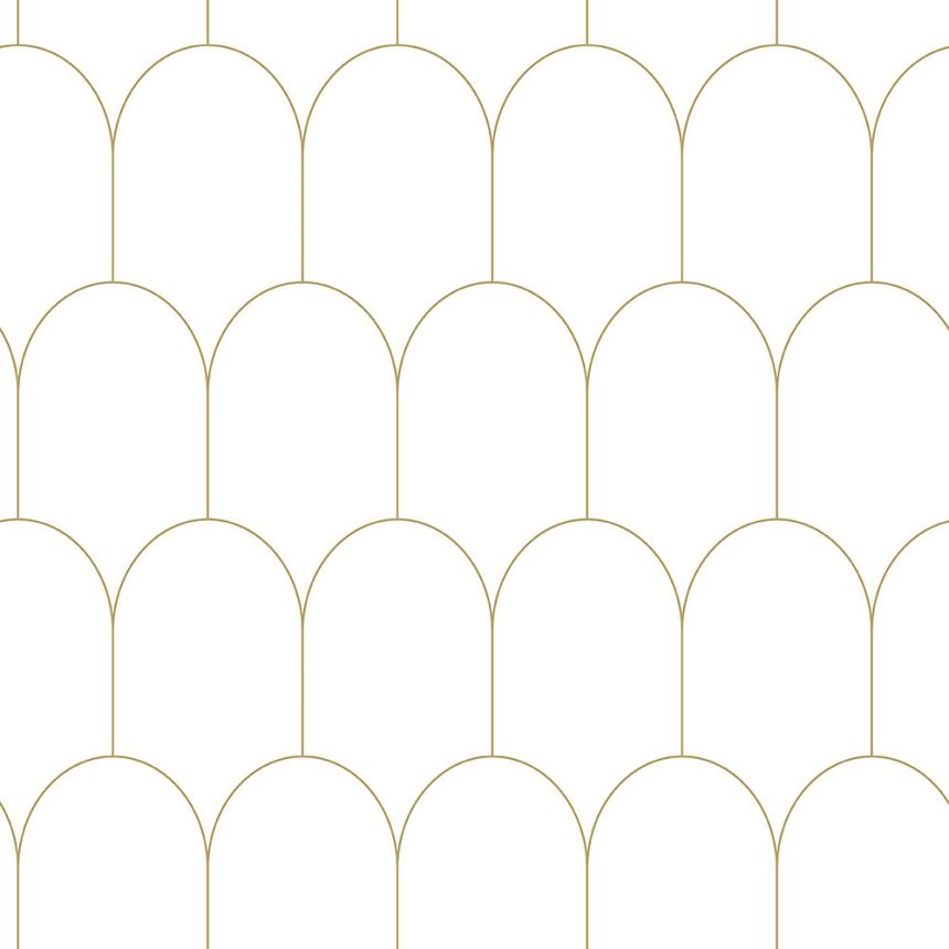 White non-woven wallpaper, geometric arch pattern 139139, Art Deco, Esta