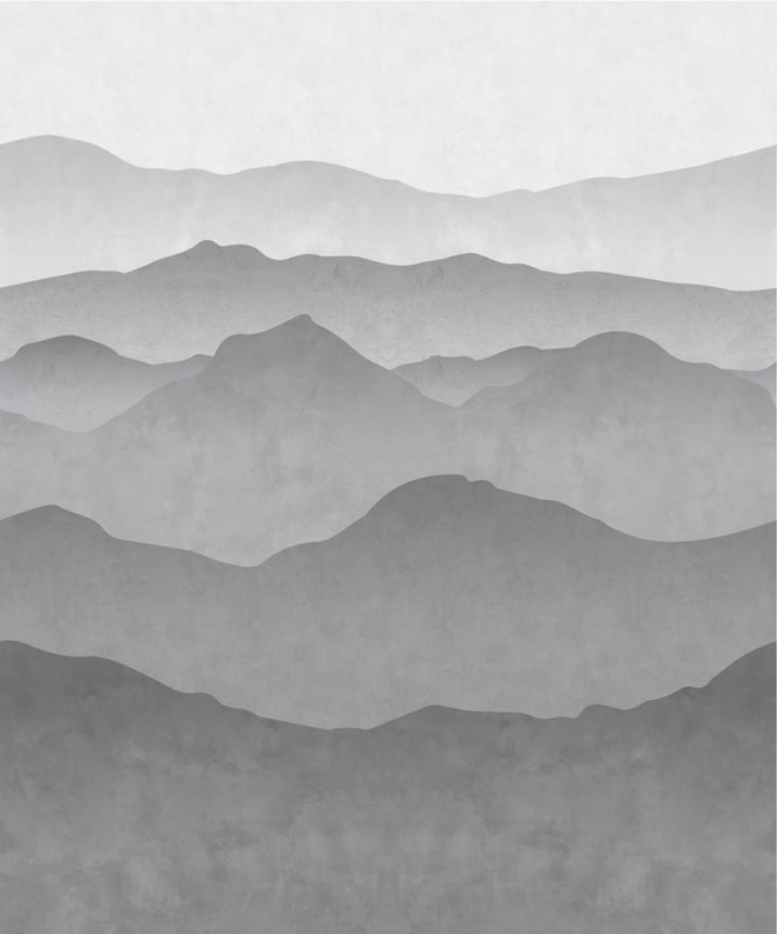 Non-woven wall mural, Black and white mountain landscape 158939, 250x300cm, Black & White, Esta