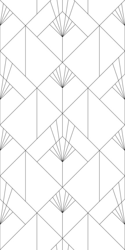 Non-woven wall mural, black and white geometric Art Deco pattern 158934, 150x300cm, Black & White, Esta