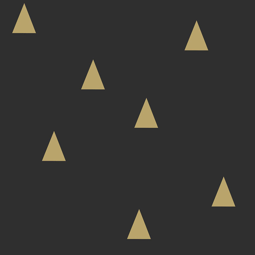 Black non-woven wallpaper with golden triangles 139123, Black & White, Esta
