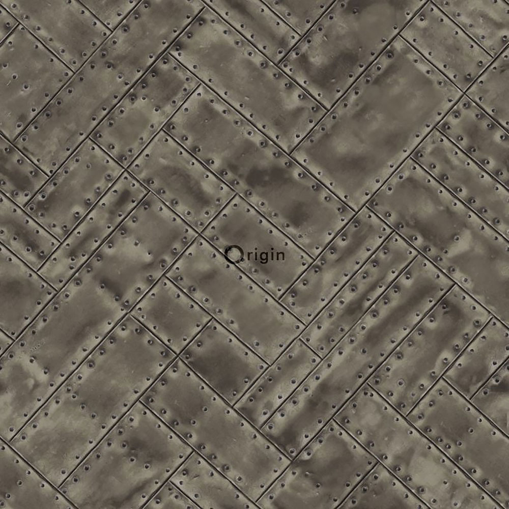 Non-woven wallpaper, imitation of shiny metal plates with rivets 337244, Matières - Metal, Origin