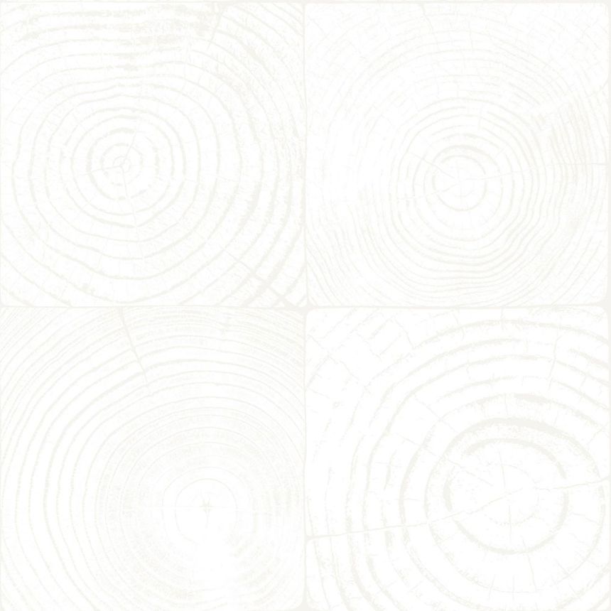 Non-woven wallpaper white, imitation wood with annual rings 347543, Matières - Wood, Origin