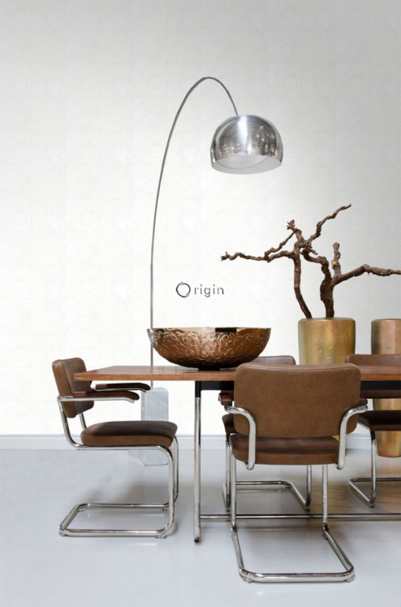 Non-woven wallpaper white, imitation wood with annual rings 347543, Matières - Wood, Origin