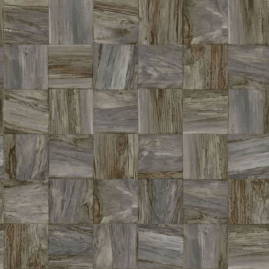 Gray-brown non-woven wallpaper Wood, imitation wood paneling 347519, Matières - Wood, Origin