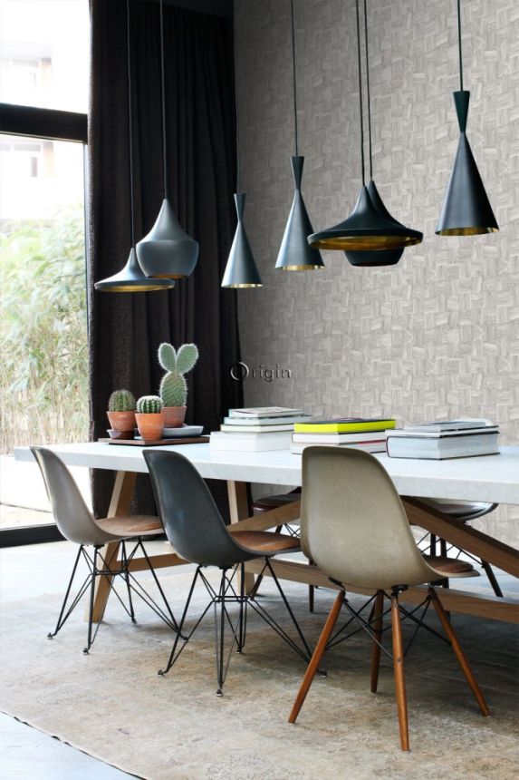 Non-woven wallpaper gray Wood, imitation wood paneling 347518, Matières - Wood, Origin