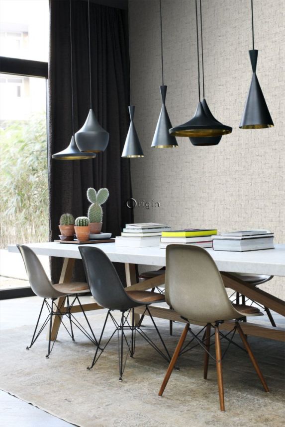 Non-woven wallpaper gray, imitation of stone cladding 347569, Matières - Stone, Origin