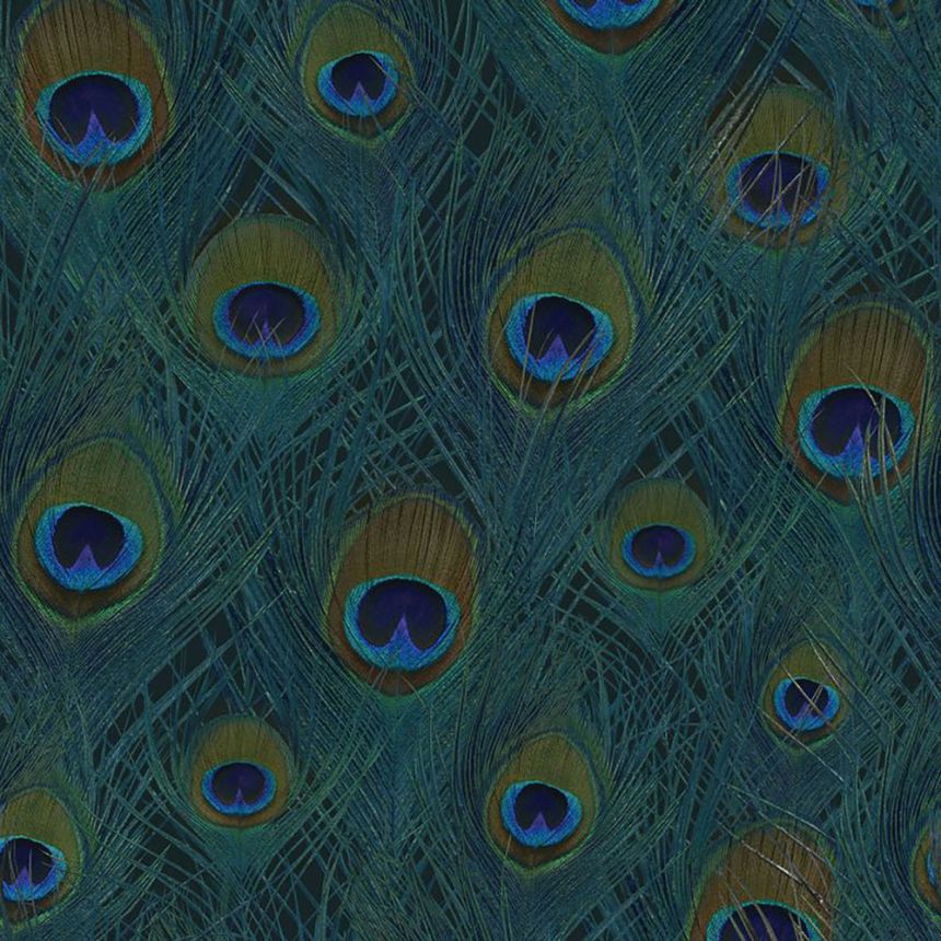 Non-woven wall mural, peacock feather pattern 357245, 1,5 x 2, 79 m, Luxury Skins, Origin