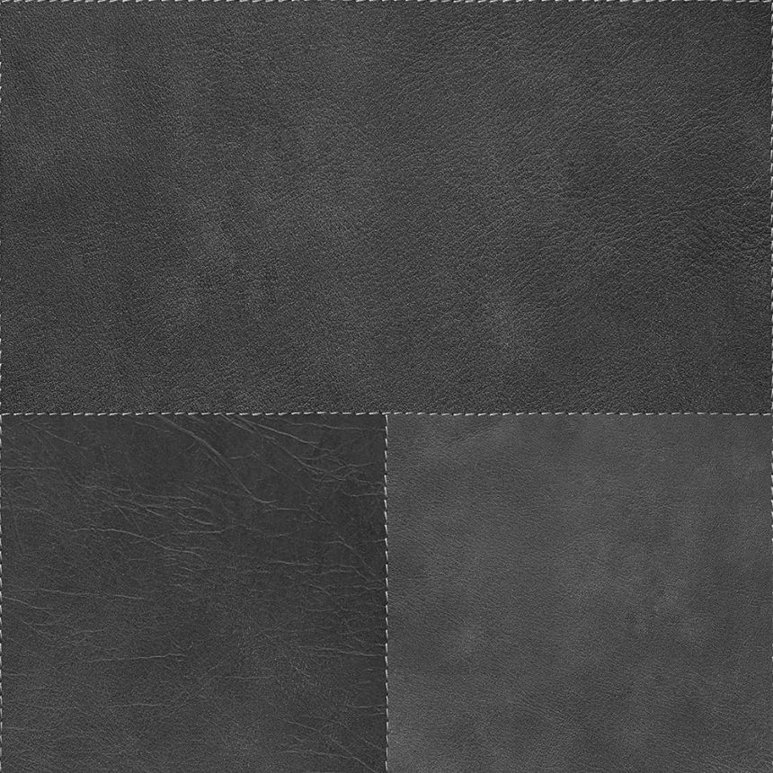 Non-woven wallpaper, black quilted leather pattern 357240, roll 0,5 x 8,37 m, Luxury Skins, Origin