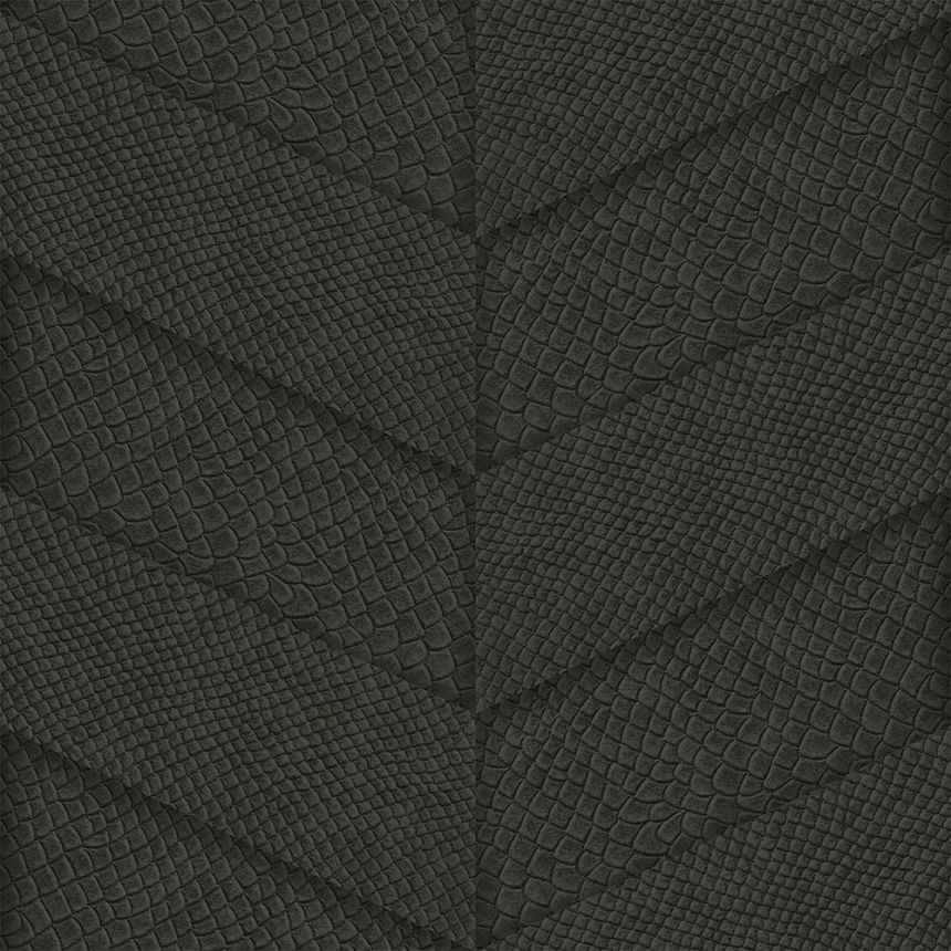 Black non-woven wallpaper, parquet leather pattern  347795, Luxury Skins, Origin