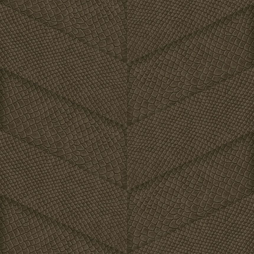Brown non-woven wallpaper, parquet leather pattern 347794, Luxury Skins, Origin