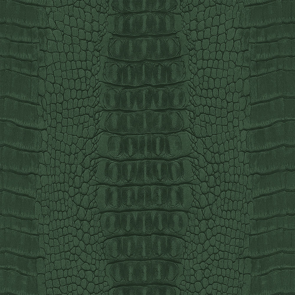 Non-woven wallpaper green, imitation crocodile skin 347776, Luxury Skins, Origin