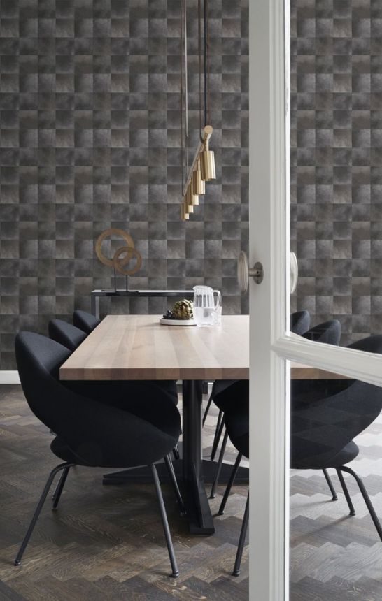 Non-woven wallpaper, a square pattern imitation of gray fur 347327, Luxury Skins, Origin