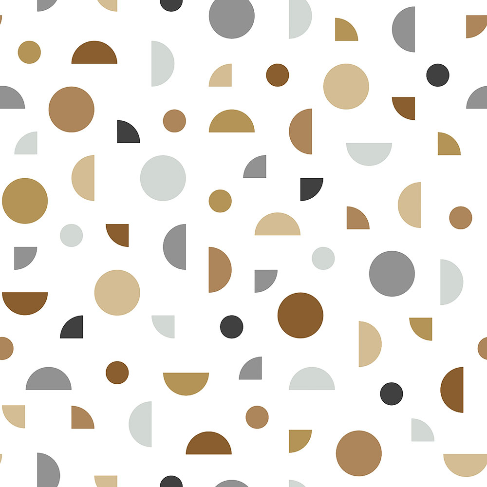 White non-woven wallpaper, colored geometric shapes 139278, Forest Friends, Esta