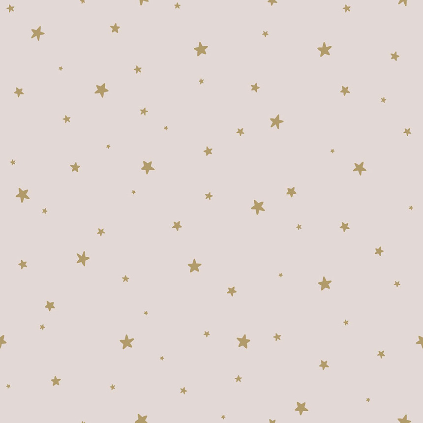 Old pink non-woven wallpaper with golden stars 139260, Forest Friends, Esta