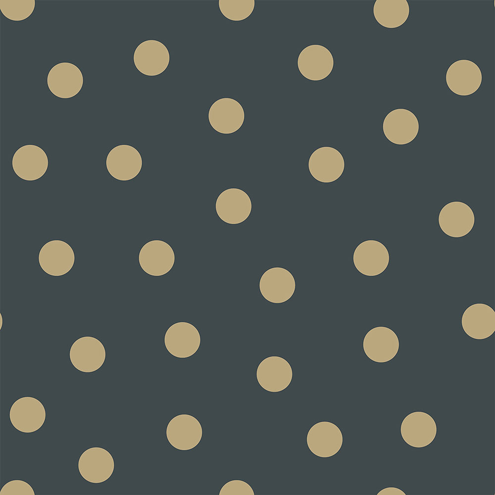 Gray-blue non-woven wallpaper with gold polka dots 139246, Forest Friends, Esta