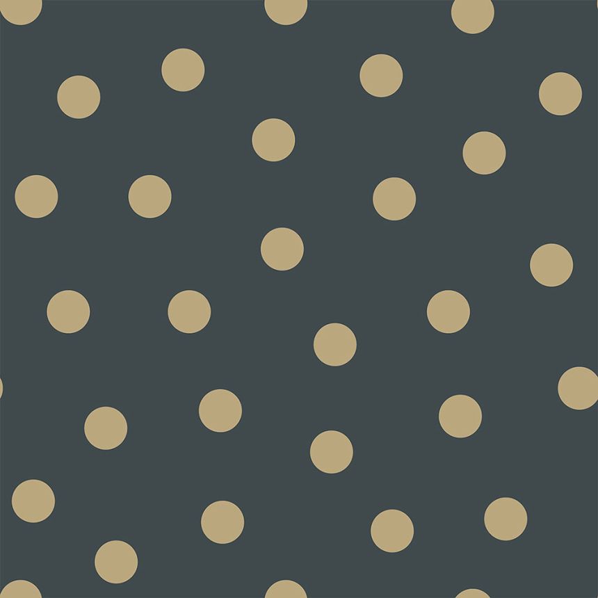 Gray-blue non-woven wallpaper with gold polka dots 139246, Forest Friends, Esta